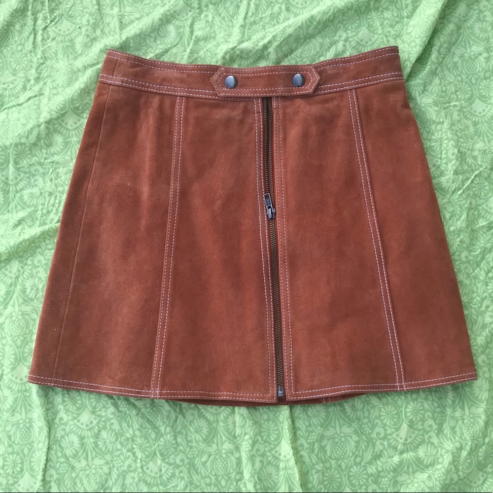 Topshop 70s style genuine suede skirt